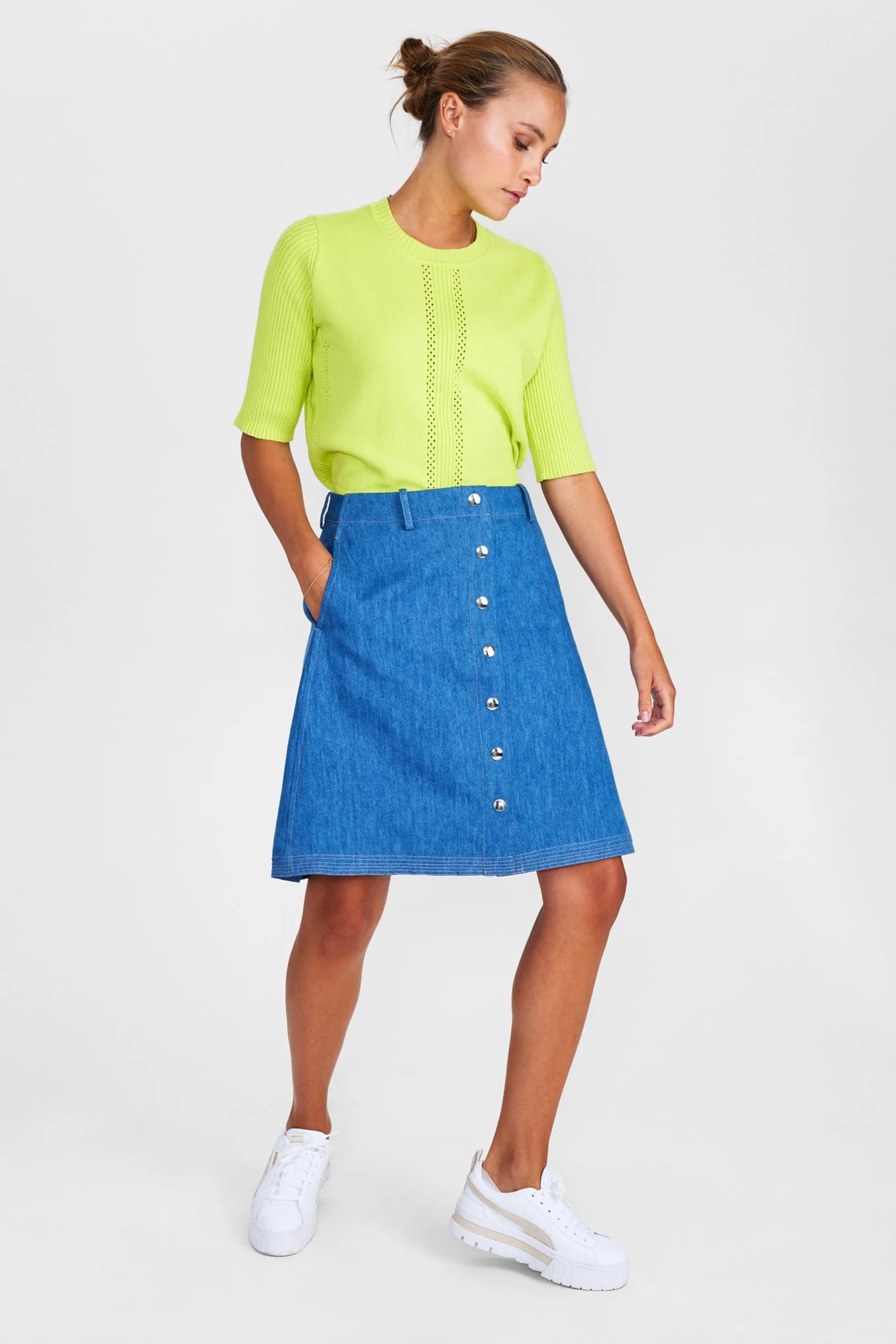 NURINA SKIRT - Medium Blue Denim - Image 3