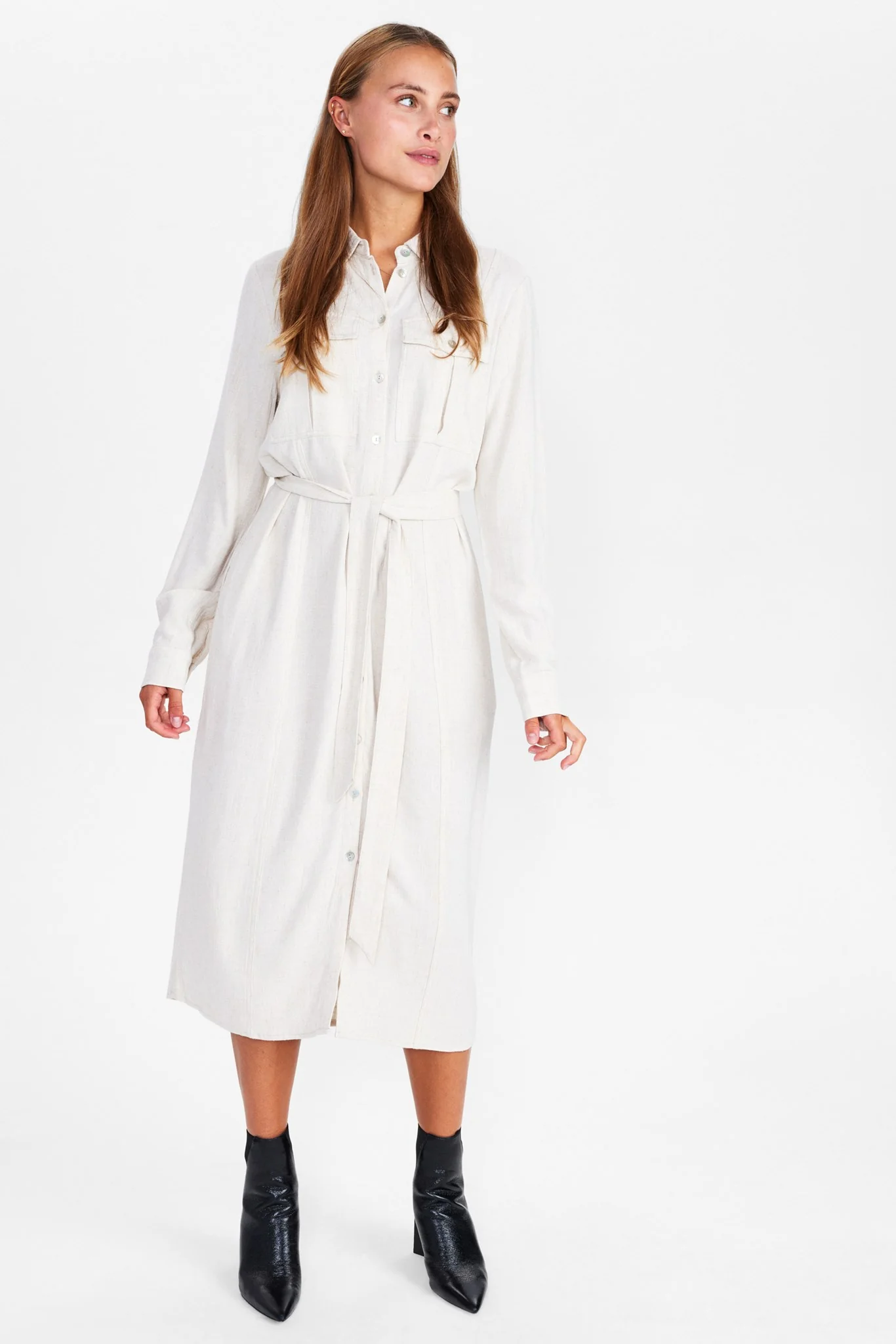 NUSASSIE SHIRT DRESS - Sesame Melange - Image 3