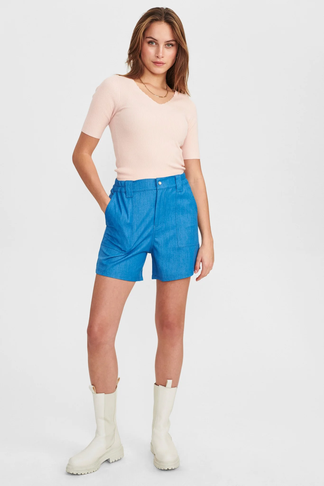 NUSELA SHORTS - Medium Blue Denim - Image 3