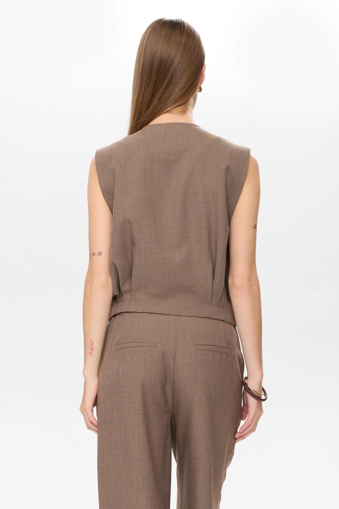 NUSHELLY WAISTCOAT - Brown Lentil Melange - Image 2