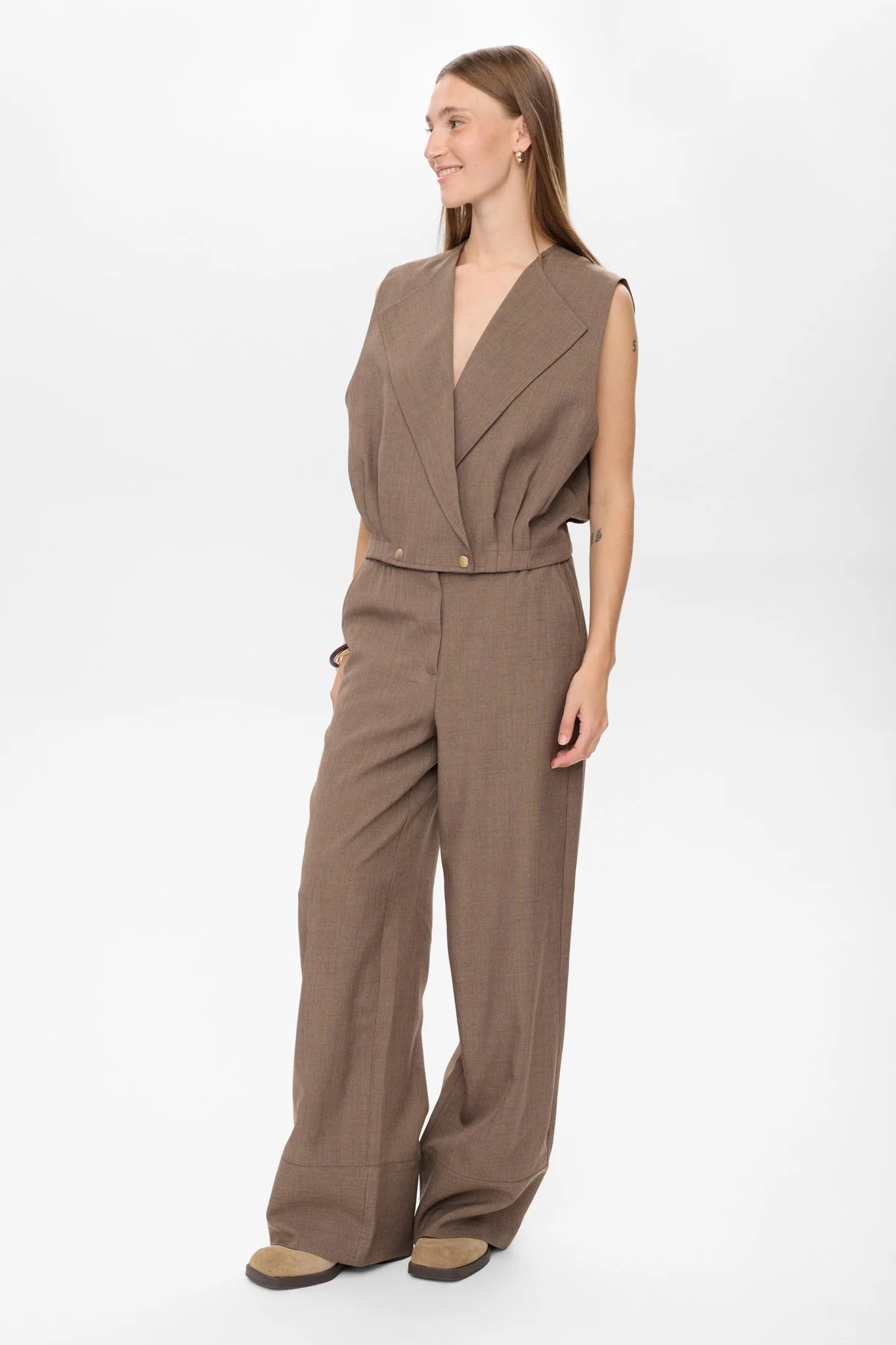 NUSHELLY WAISTCOAT - Brown Lentil Melange - Image 3