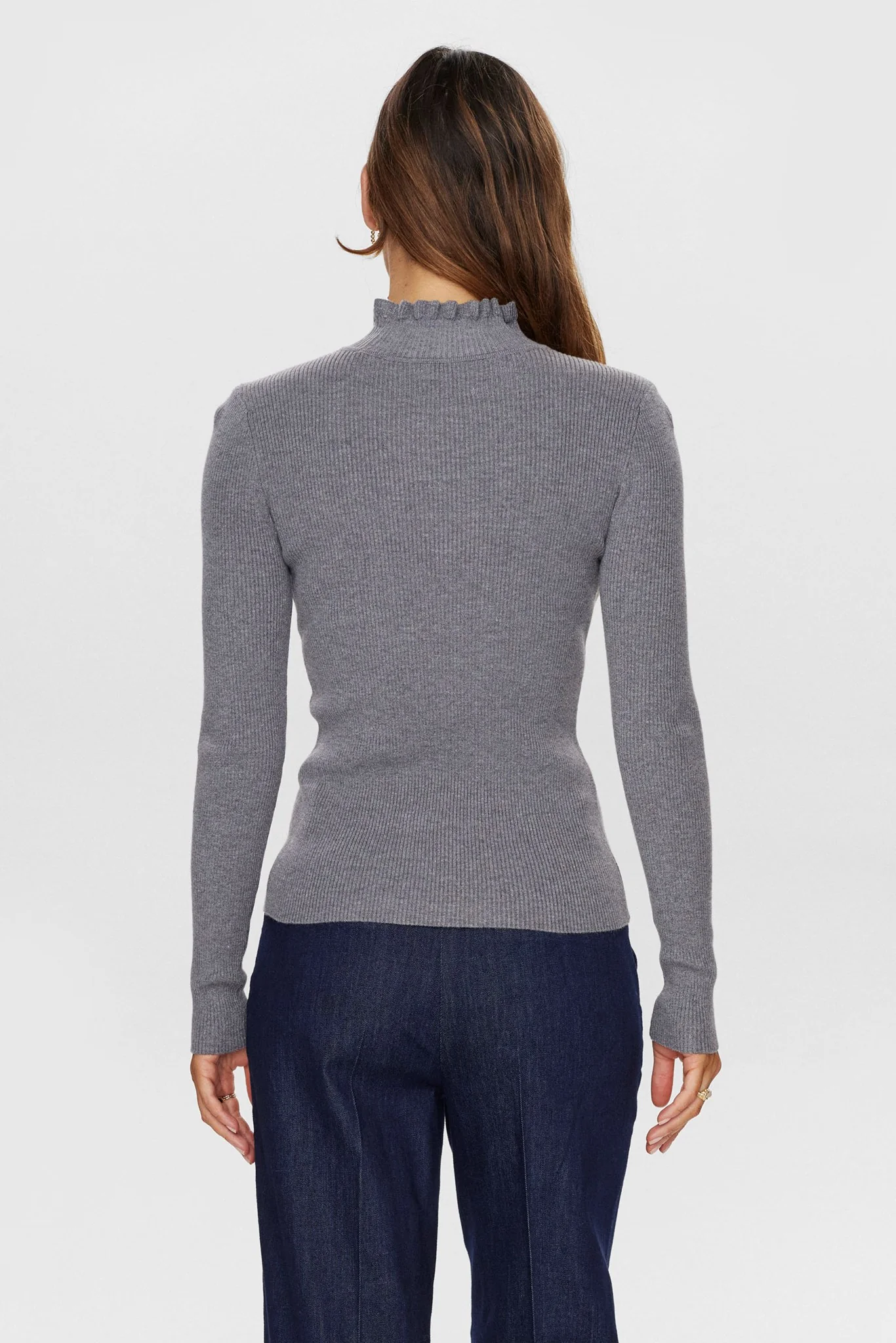 NUSIDANU HIGHNECK PULLOVER - Medium Grey mel - Image 2