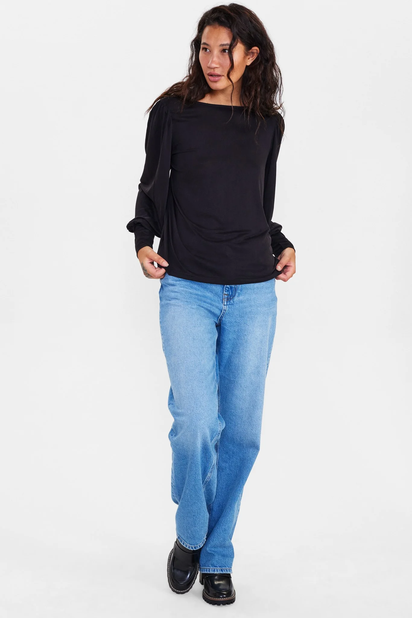 NUSOFIA JERSEY BLOUSE - Caviar - Image 3