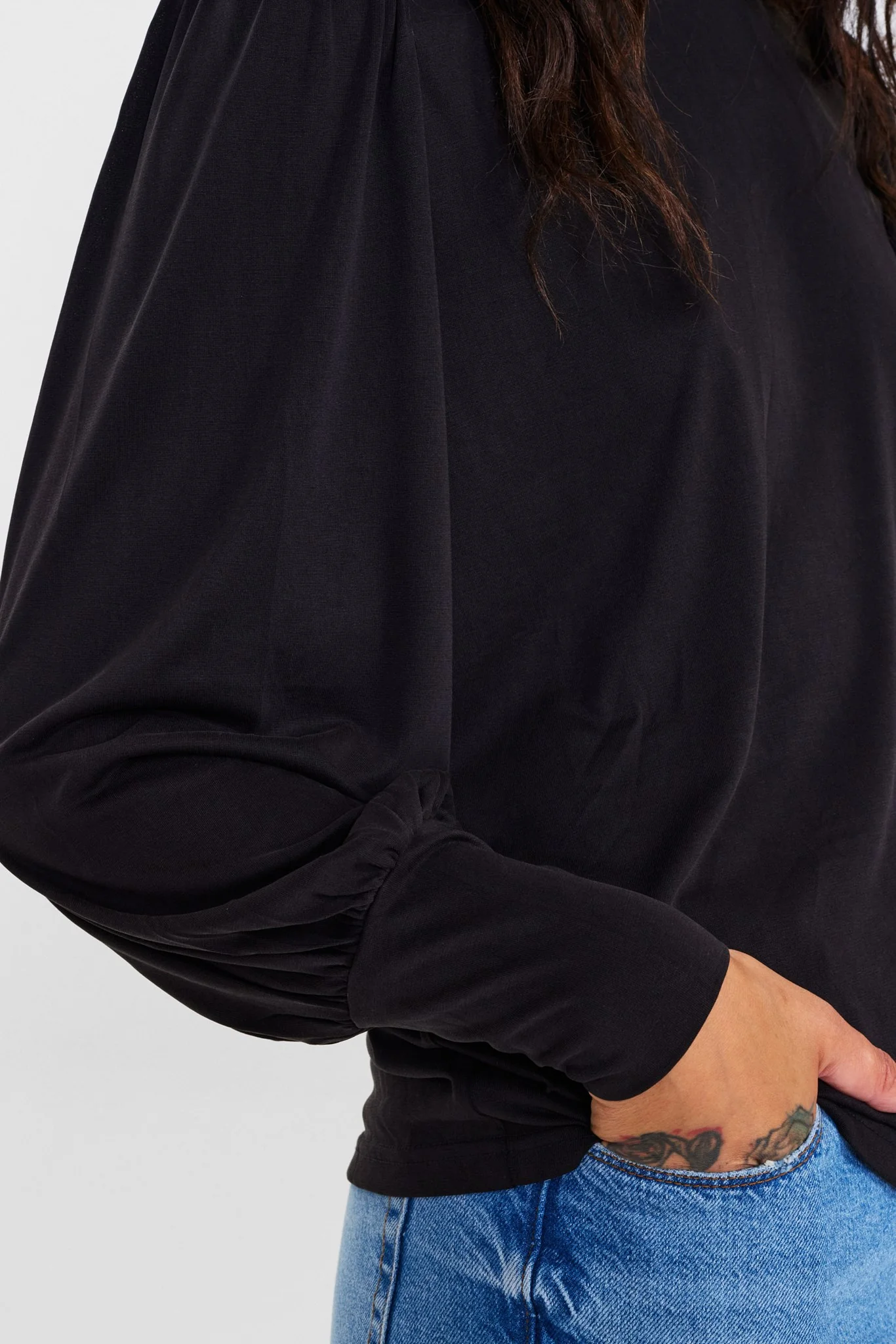 NUSOFIA JERSEY BLOUSE - Caviar - Image 4