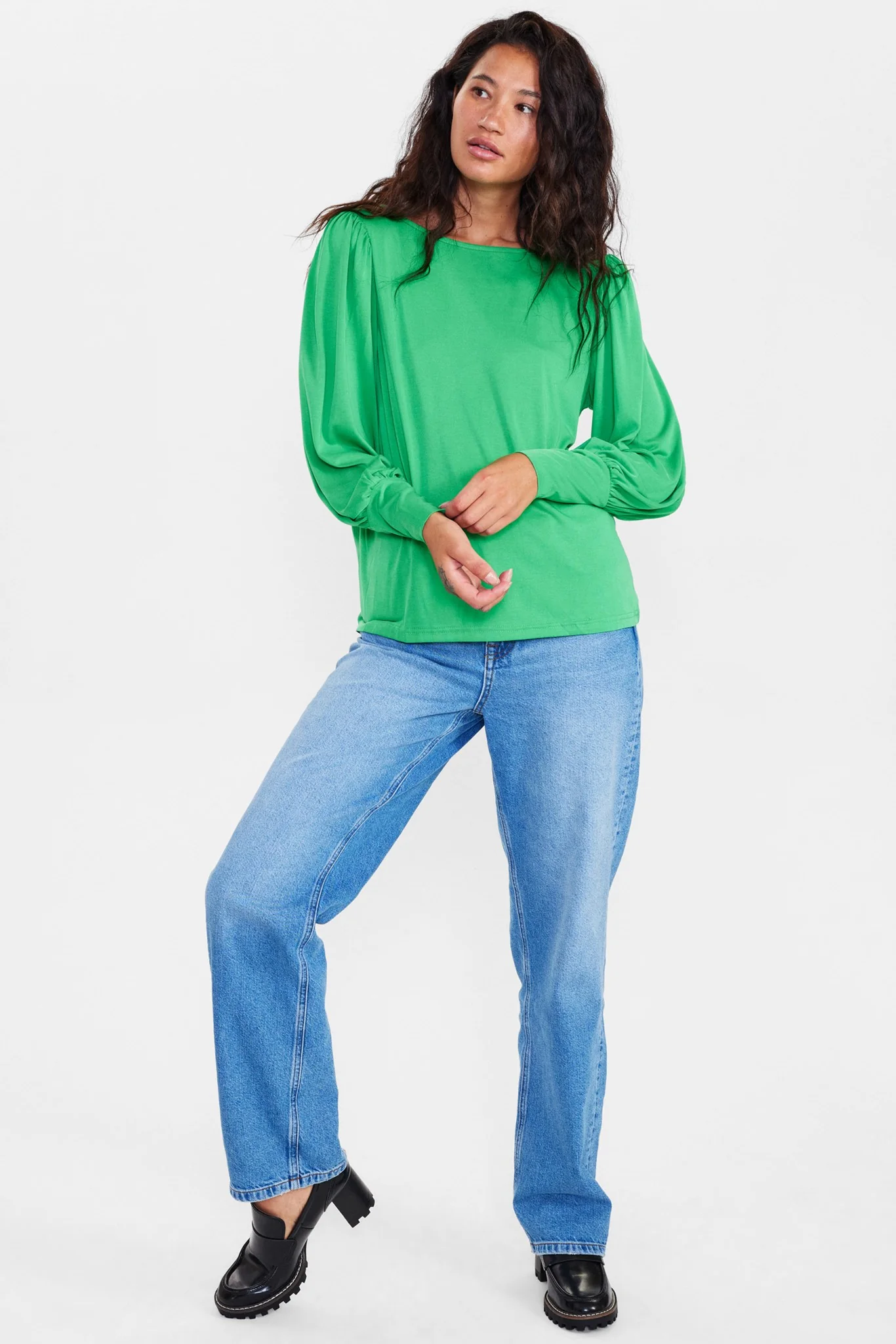 NUSOFIA JERSEY BLOUSE - Kelly Green - Image 3