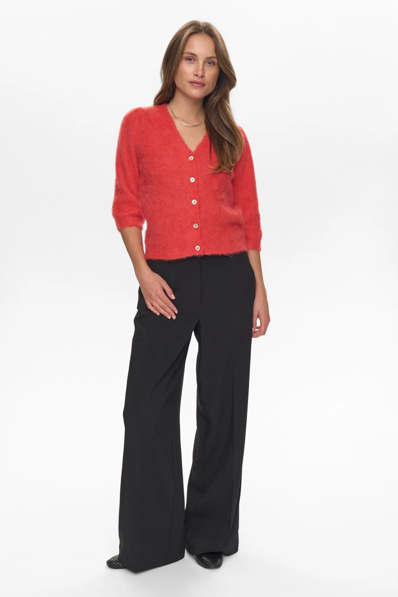 NUSURI BRUSHED SS CARDIGAN - Fiery Red - Image 3