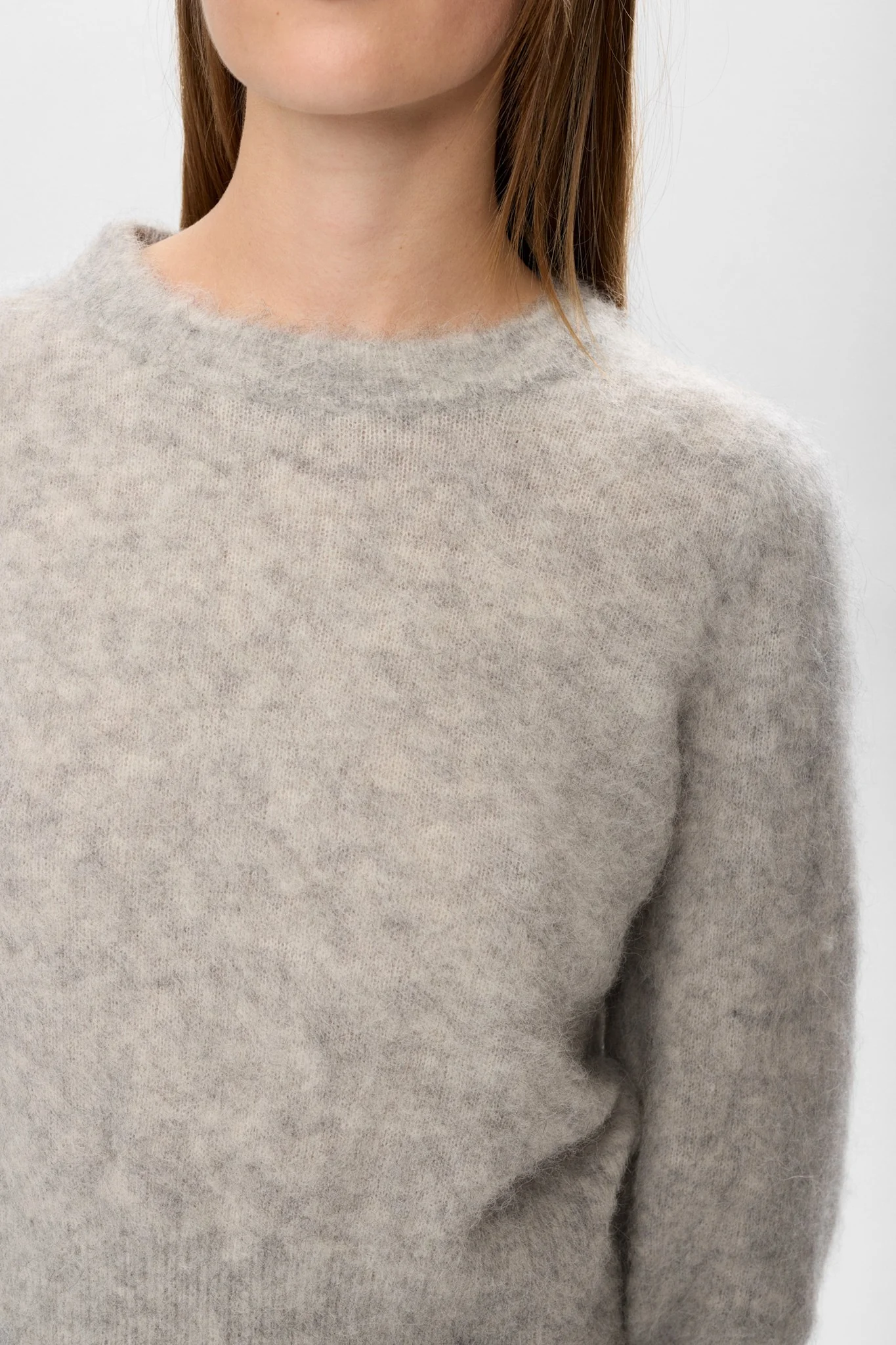 NUSURI BRUSHED SS PULLOVER - Light grey mel - Image 4