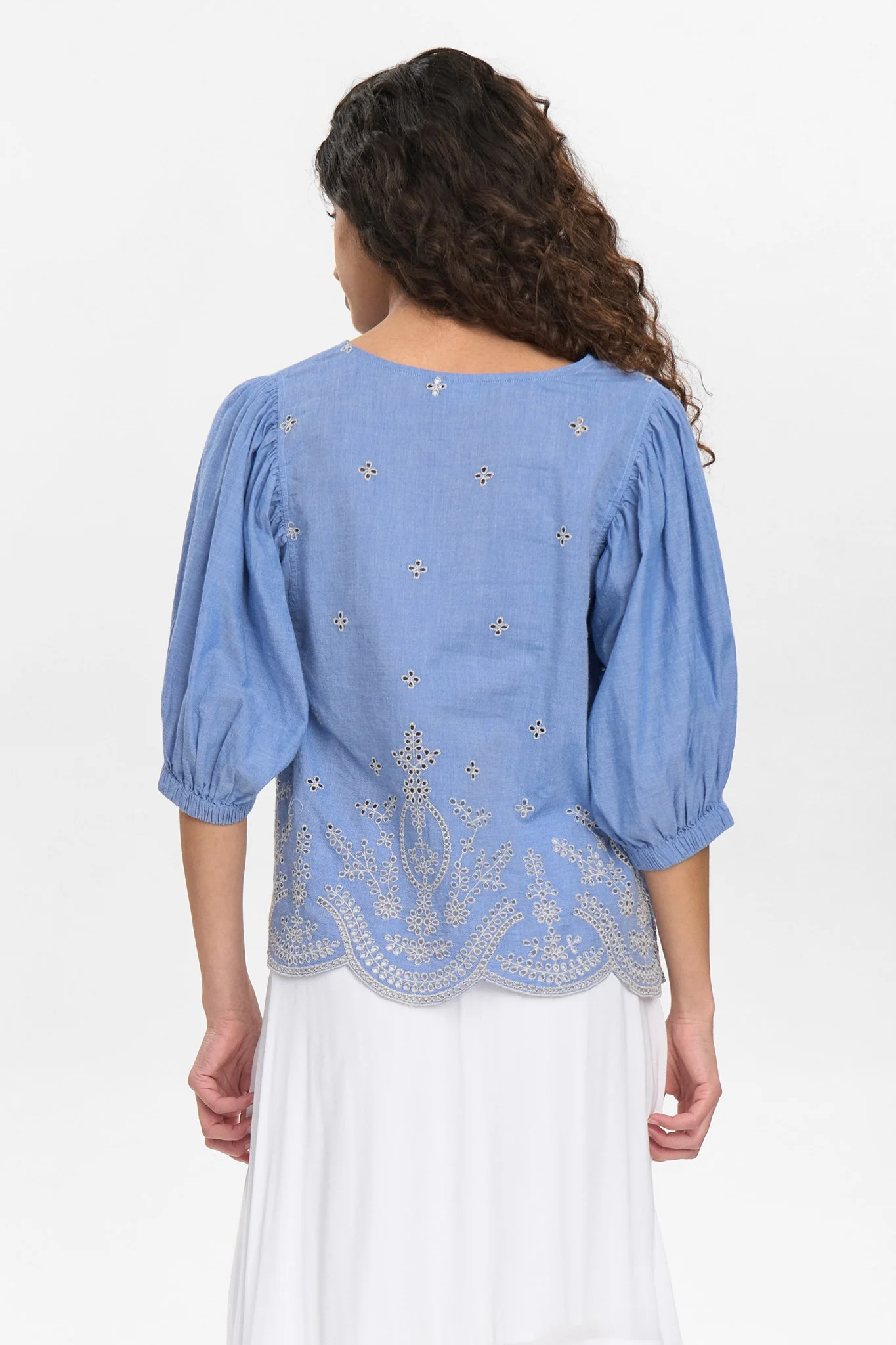 NUWIVECA SS BLOUSE - Medium Blue Denim - Image 2