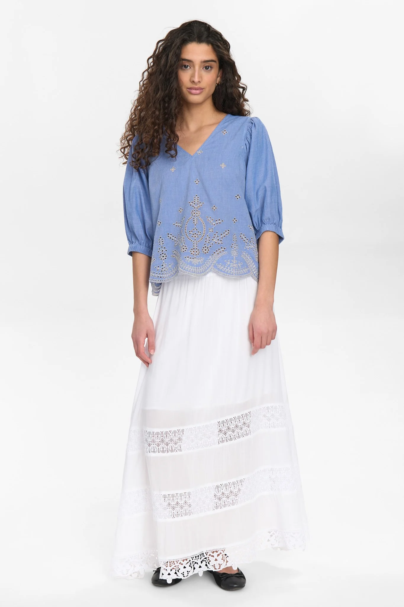 NUWIVECA SS BLOUSE - Medium Blue Denim - Image 3