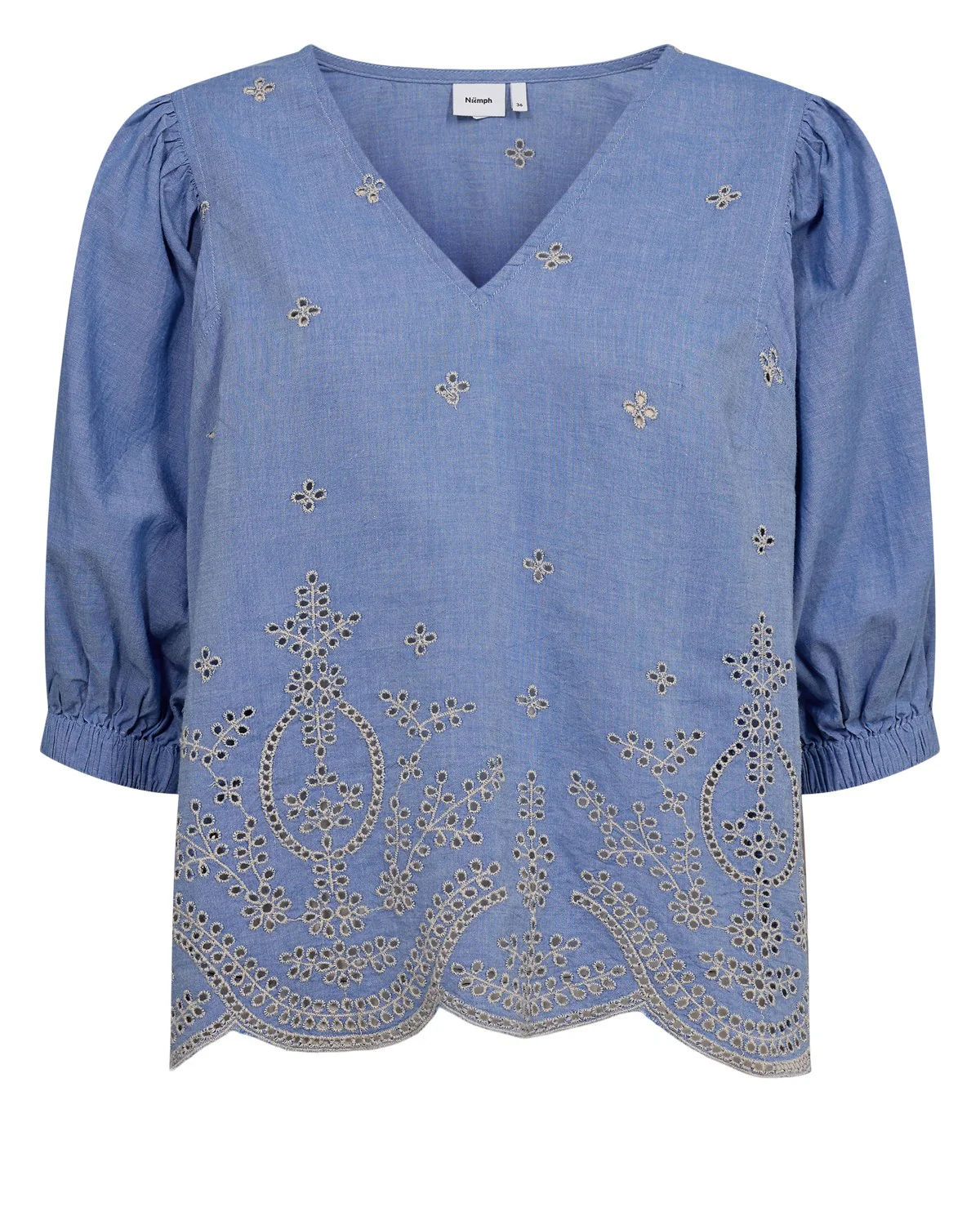 NUWIVECA SS BLOUSE - Medium Blue Denim - Image 6