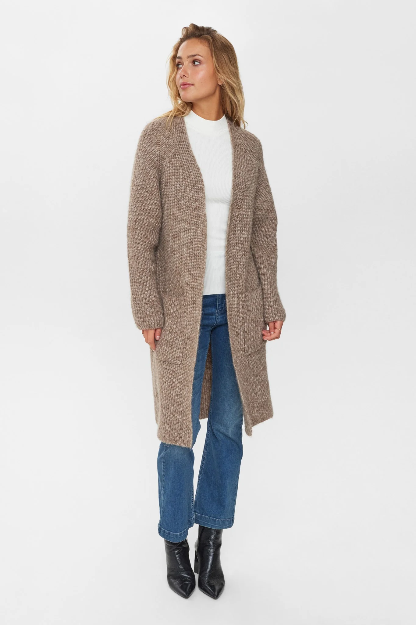 NUZINDI LONG CARDIGAN  - Fossil Melange - Image 3