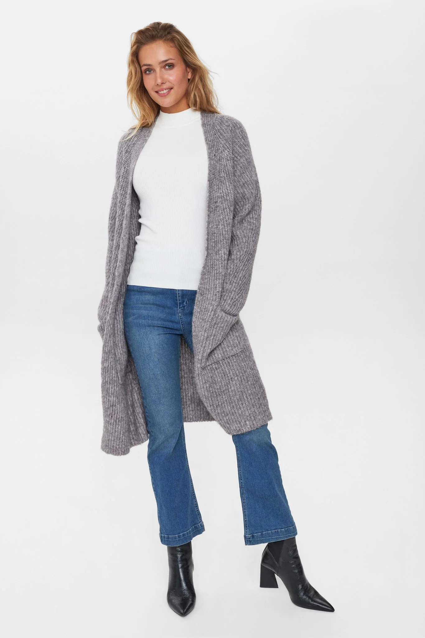 NUZINDI LONG CARDIGAN  - Storm Front Melange - Image 3
