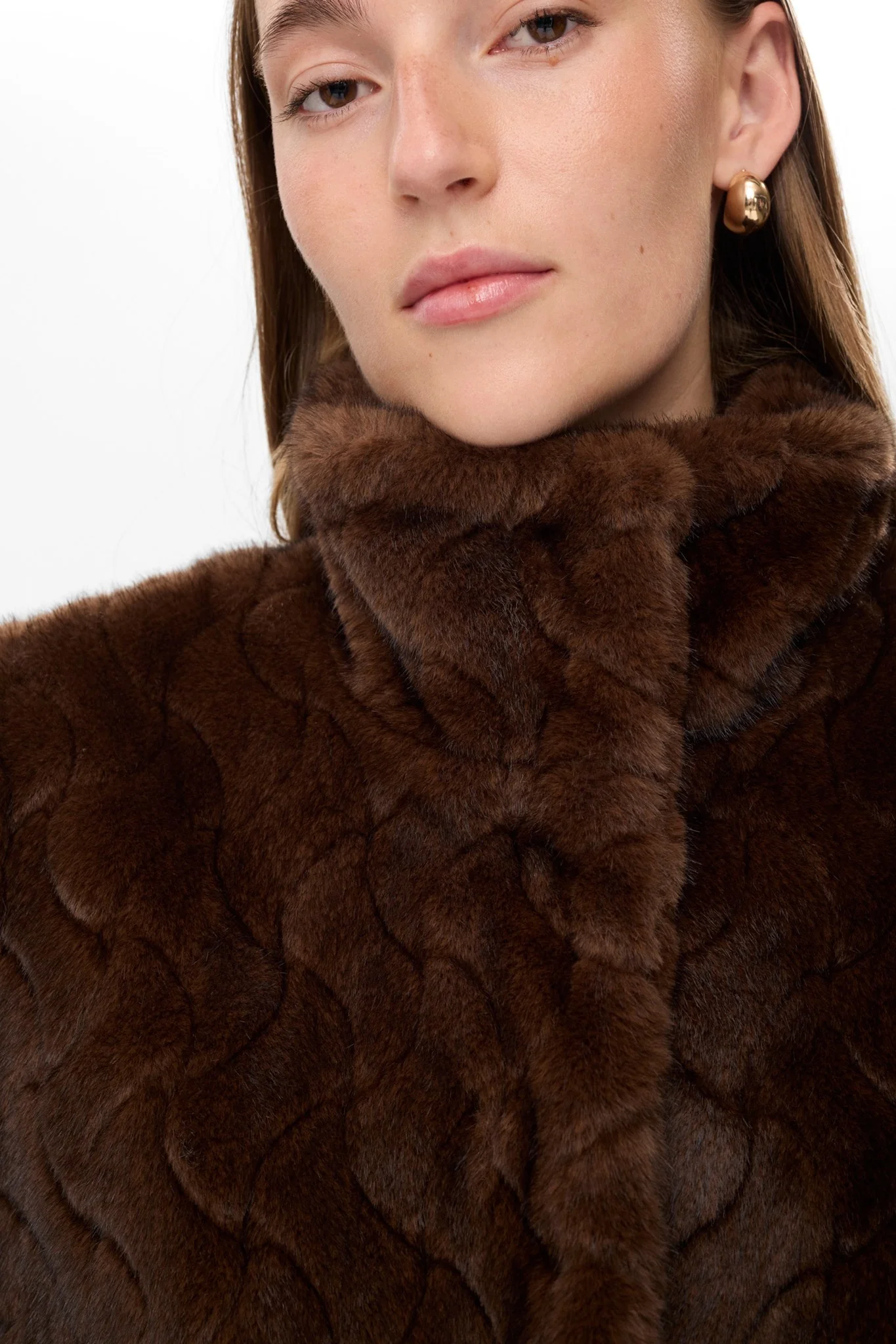 NUZITTA FAKE FUR COAT  - Black Coffee - Image 4